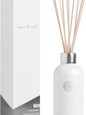 Capri Blue Volcano Reed Diffuser Set - Includes Reed Diffuser Sticks, Fragrance Oil, and Glass Bottle - Luxury Scented Room Freshener - White (8 fl oz)