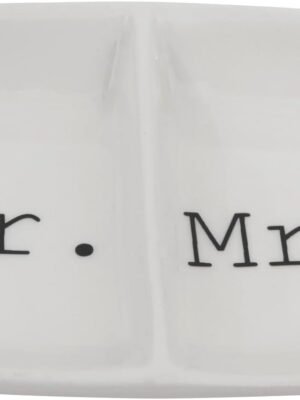 Creative Co-Op Ceramic 2 Section Mr. & Mrs. Dish