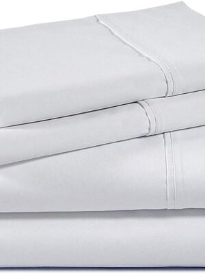 Shreem Linen 100% Giza Egyptian Cotton King Sheet Set 4 Piece, Sateen Weave Bed Sheets, Ultra Soft, 16" Deep Pockets with All Around Elastic for a Snug Fit, Luxury King Size Bedding, White