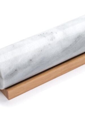 Fox Run Polished Marble Rolling Pin with Wooden Cradle, 10-Inch Barrel, White