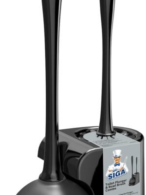 MR.SIGA Toilet Plunger and Bowl Brush Combo for Bathroom Cleaning, Black, 1 Set