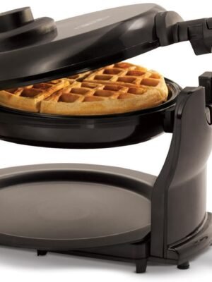 bella Classic Rotating Belgian Waffle Maker with Nonstick Plates, Removable Drip Tray, Adjustable Browning Control and Cool Touch Handles, Black