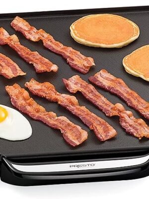 Presto 07061 22-Inch Electric Griddle with Removable Handles - Extra Large, Nonstick Ceramic, PFAS Free, Adjustable Temperature & Cool-Touch Handles, Black