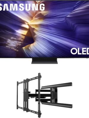 Samsung QN65S90FAFXZA 65 Inch 4K OLED Smart TV with a Kanto PMX700 Pro Series Full Motion Dual Stud Mount (2025)