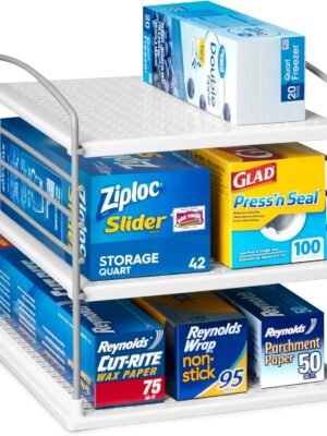 YouCopia UpSpace Adjustable Box Organizer for Foil Wrap and Kitchen Cabinet Storage, Original, White