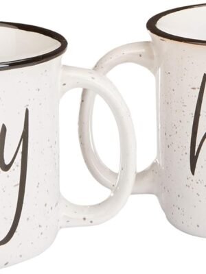 Farmhouse Hubby and Wifey Funny Campfire Couples Coffee Mug Set | 14oz Ceramic Mugs | Perfect for Husband and Wife