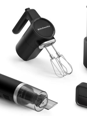 KitchenAid Go™ Cordless Bundle with Hand Mixer, Food Chopper and Kitchen Vacuum - battery included, KBUR131, Black Matte
