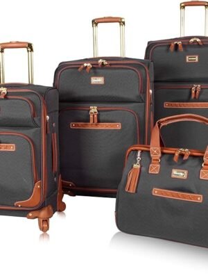 Steve Madden Designer-Gepckkollektion 4-teiliges Softside-Koffer-Set Reise-Set enthlt eine Tragetasche, 50,8 cm Handgepck, 61 cm und 71,1 cm Karierte Koffer