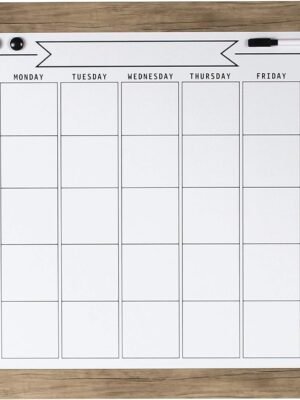 DesignOvation Beatrice Framed Magnetic Dry Erase Monthly Calendar, 23x29, Rustic Brown